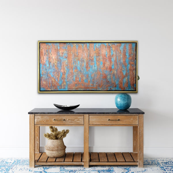 Teal, Gold & Antique Copper Abstract